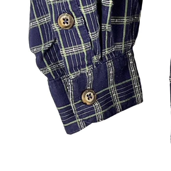 Patagonia Organic Cotton Women's Navy Blue Plaid Button Up Top Shirt sx XS - Picture 4 of 8